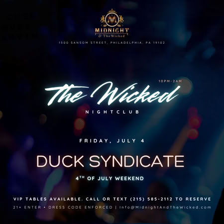 Duck Syndicate Midnight and the wicked philadelphia nightclub, what the duck?, the duck dj